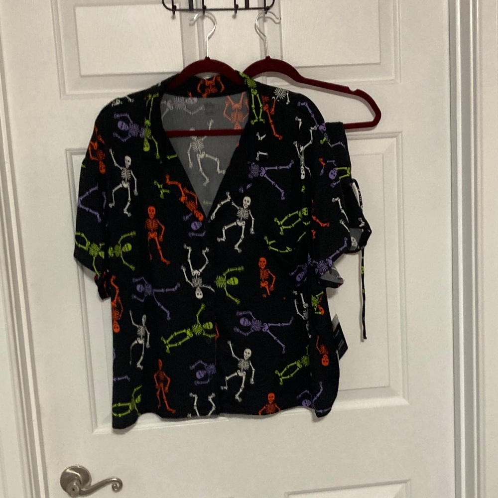 Multicolor Skeleton 2 piece pajama set.
